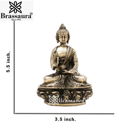 Brass Blessing Buddha Weight 0.9 kg & Height 5.5 Inch