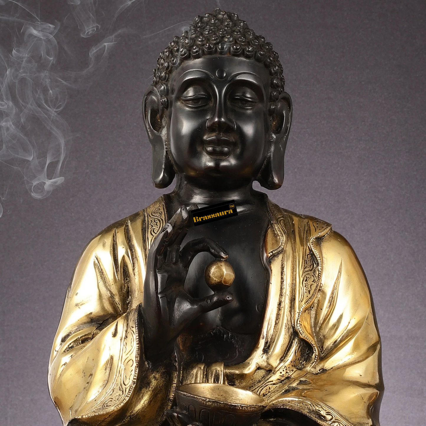 Brassaura™ Pure Brass Handcrafted Lord Buddha in Gyan Mudra – Height 16 Inches & Weight 12 Kgs