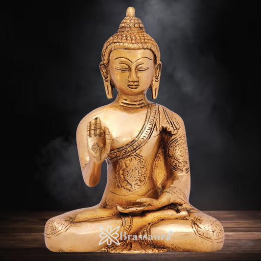 Brass Bhumisprasa Buddha Weight 1.7 kg & Height 7.5 Inch