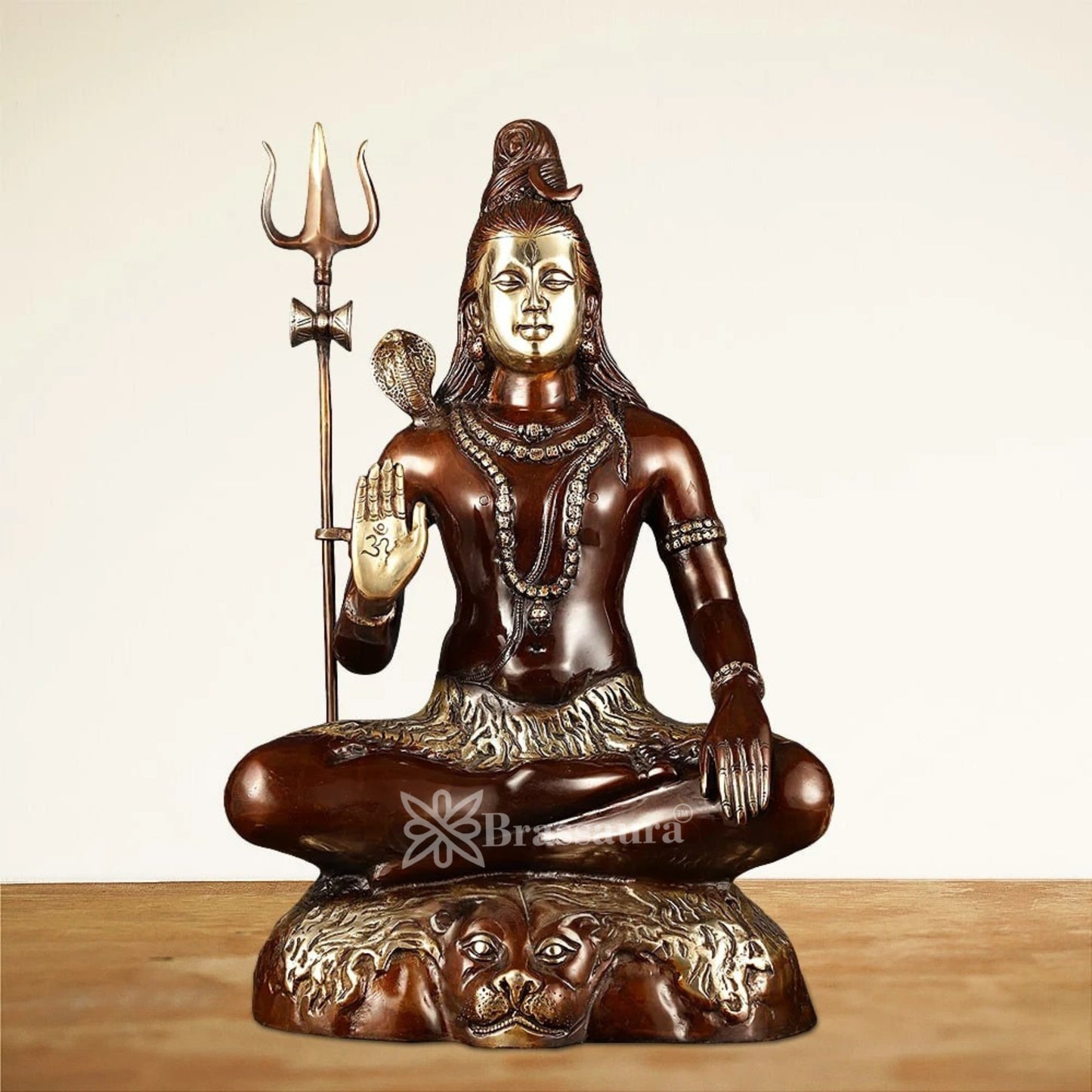 Brassaura™ Compact Brass Lord Shiva Murti – Height 22.5 Inches & Weight 16 Kgs | Devotional Ornament