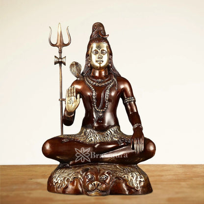 Brassaura™ Compact Brass Lord Shiva Murti – Height 22.5 Inches & Weight 16 Kgs | Devotional Ornament