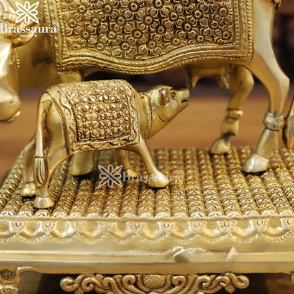 Brass Cow & Calf Statue Weight 6.92 Kg And Height 9.5 Inch