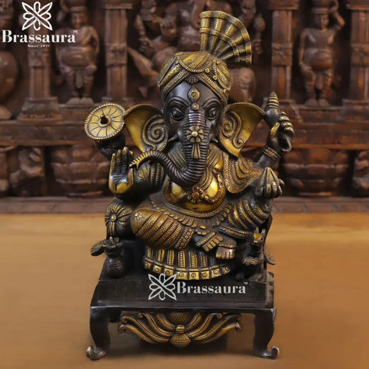 Brass Turban Ganesha Weight 13.3 Kg & Height 16.5 Inch