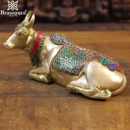 Brass Nandi For Home Décor And Gift Items Weight 2.68 kg Height 6 Inch