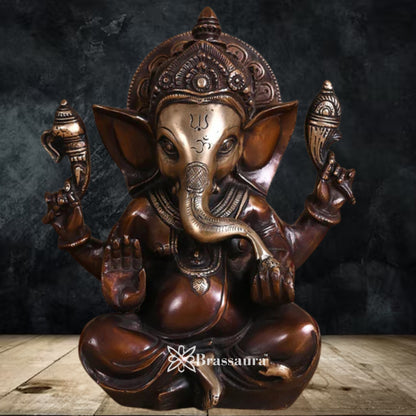 Brass Ganesha Statue Weight 3.1 Kg & Height 8 Inch
