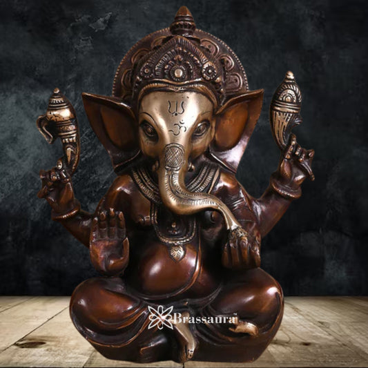 Brass Ganesha Statue Weight 3.1 Kg & Height 8 Inch