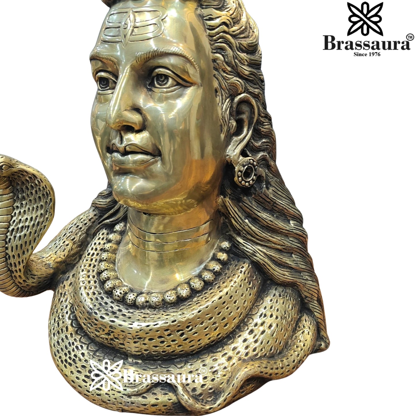 Brass Royal Golden Shiva Mukhlingam Weight 30Kg & Height 27 Inch