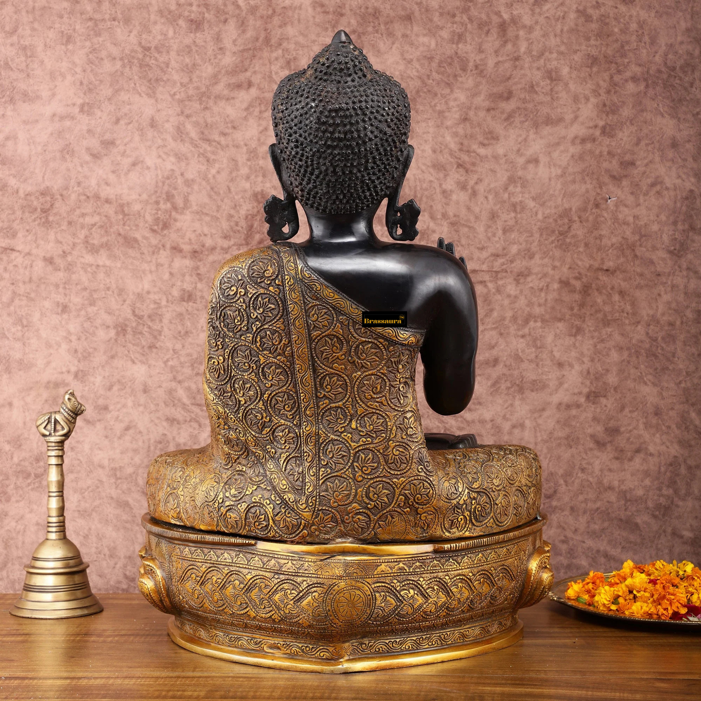 Brassaura™ Pure Brass Buddha Idol in Abhaya Mudra – Height 21.5 Inches, Weight 22 Kgs