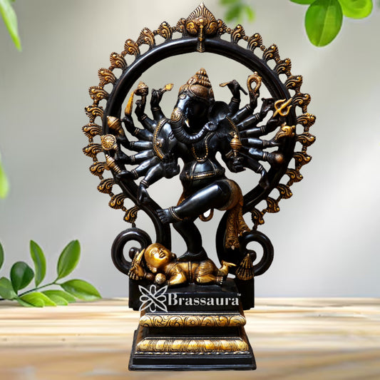 Brass Ring Ganesha Statue Weight 20.3 Kg & Height 25 Inch