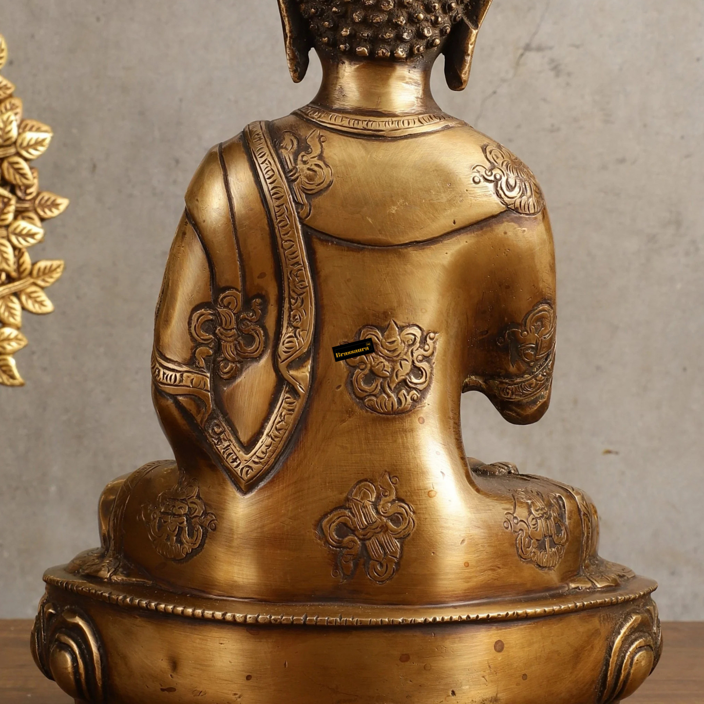 Brassaura™ Pure Brass Blessing Buddha Statue – Height 12.5 Inches, Weight 4.4 Kgs