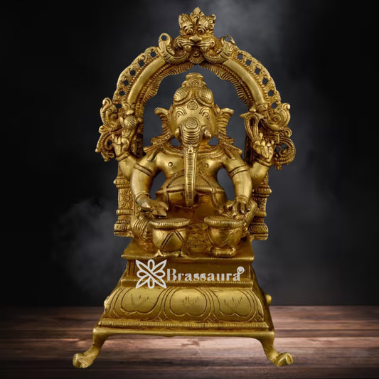 Brass Music Ganesha Play Tabla Statue Weight 1.98 Kg And Height 7.8 Inch