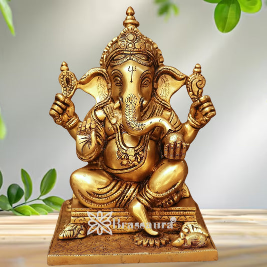 Brass Ganesha Statue Weight 6 Kg And Height 10 Inch
