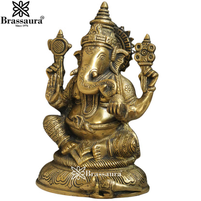 Brass Ganesha Statue Weight 2 Kg & Height 8 Inch