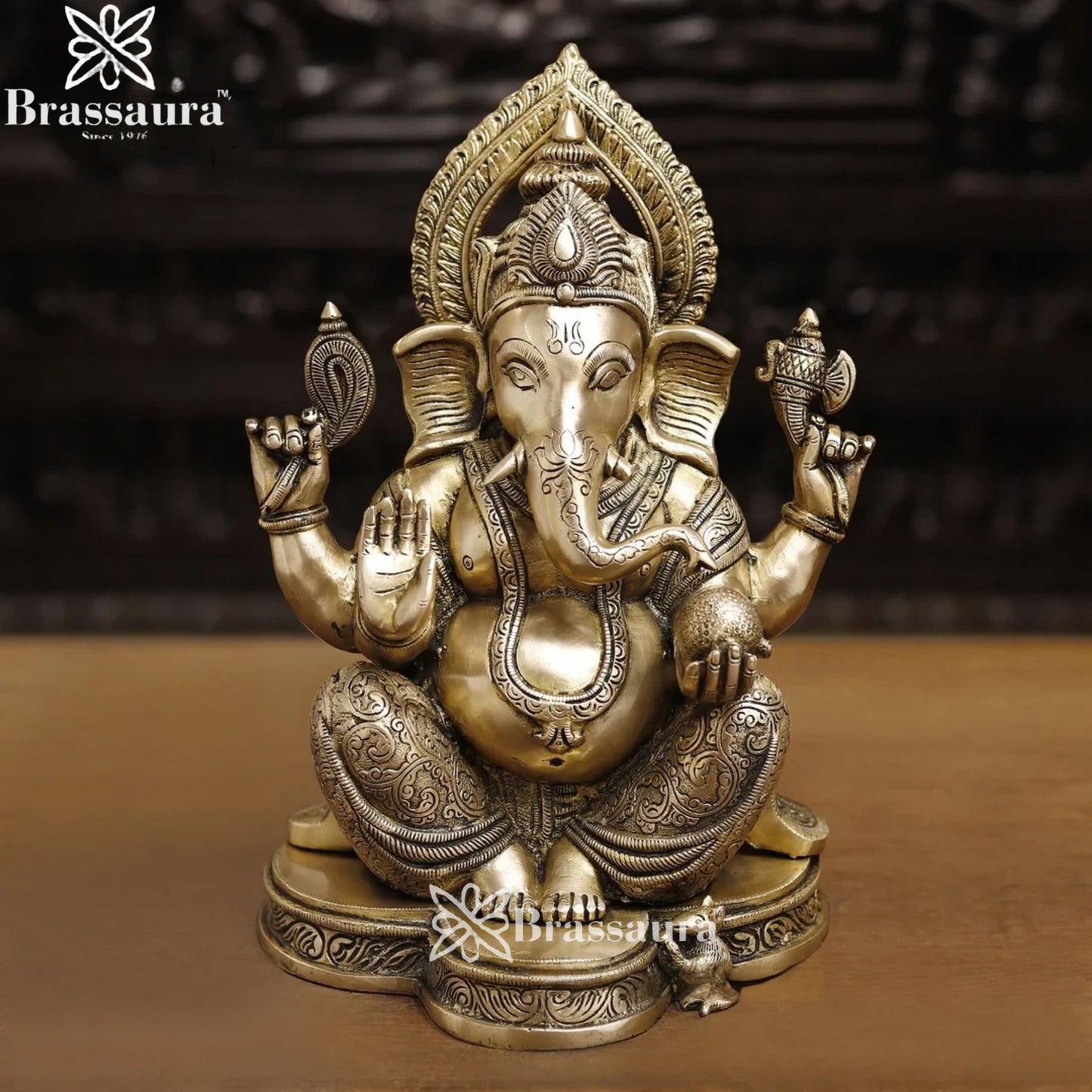 Brass Ganesha Weight 10.8 Kg & Height 15 Inch