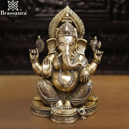Brass Ganesha Weight 10.8 Kg & Height 15 Inch