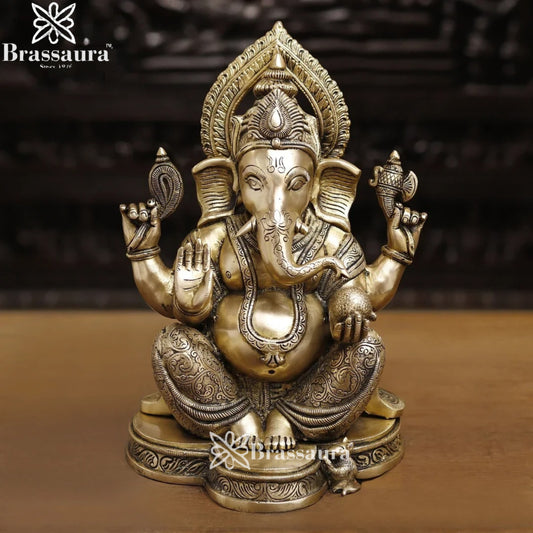 Brass Ganesha Weight 10.8 Kg & Height 15 Inch