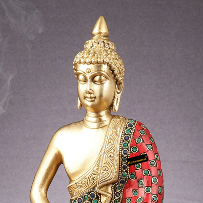 Brassaura™ Pure Brass Cambodian Handcrafted Meditation Buddha Idol – Height 12 Inches & Weight 4.5 Kgs