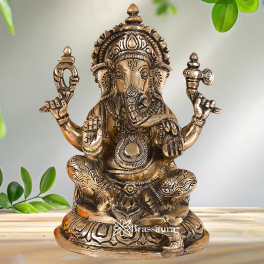 Brass Ganesha Statue Weight 2 Kg & Height 7 Inch