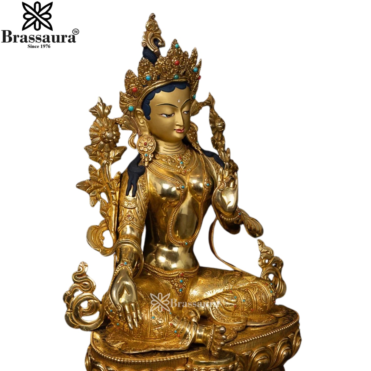 Copper Gold Tara Statue Weight 9.9 Kg And Height 19.5 Inch