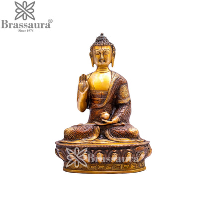 Brass Blessing Antique Buddha Weight 4.5 kg & Height 13 Inch
