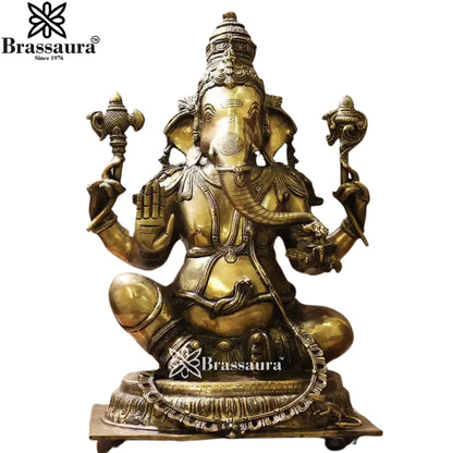 Brass Ganesha Statue Weight 21.7 Kg And Height 20 Inch