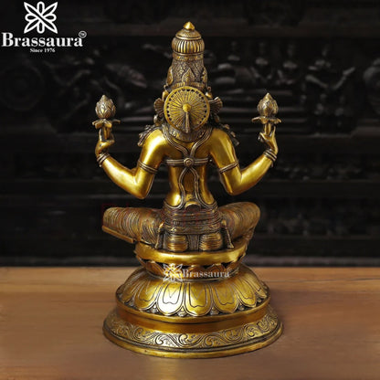 Brassaura™ Handcrafted Brass Laxmi Idol – Height 24 Inches & Weight 28.7 Kgs | Devotional Statue