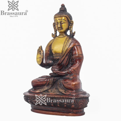 Brass Blessing Buddha Weight 0.95 kg & Height 6.25 Inch