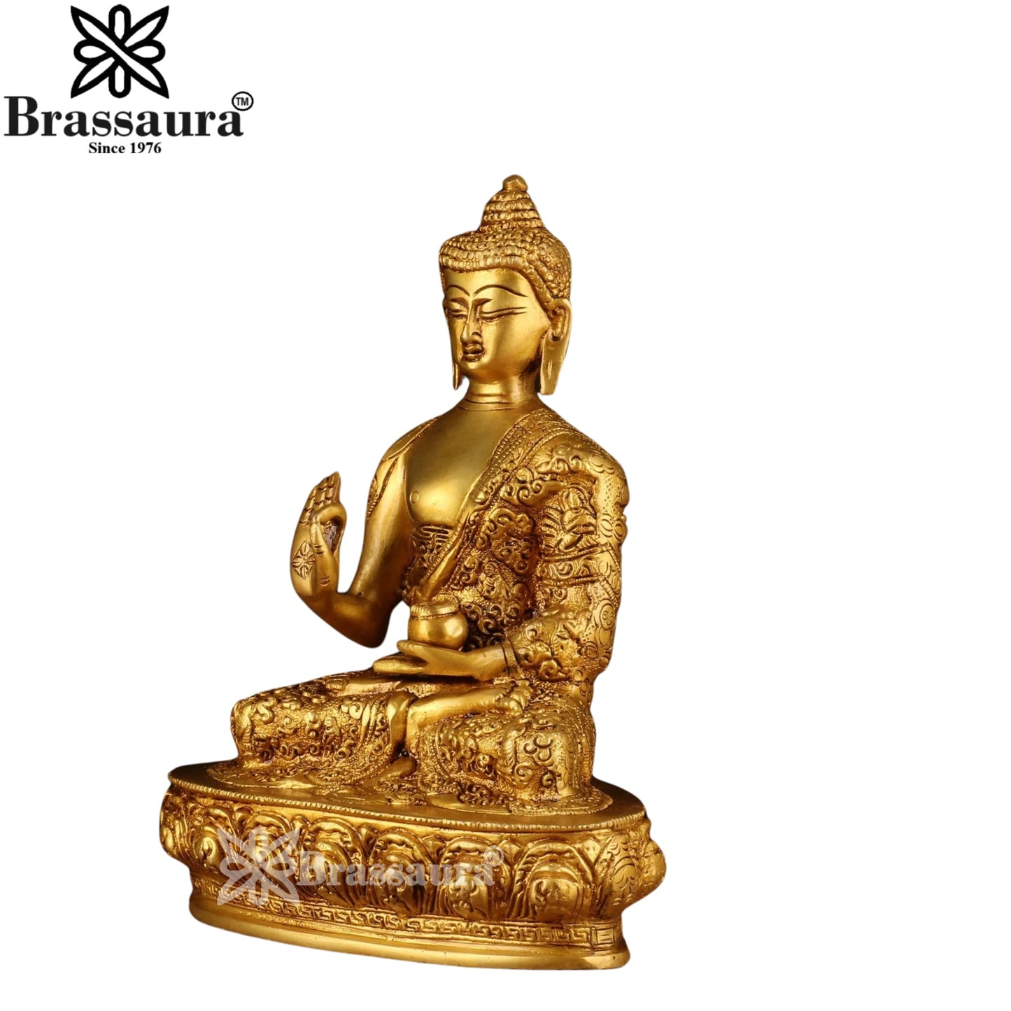 Brass Bhumisprasa Royal Golden Buddha Weight 2.7 kg & Height 9.5 Inch