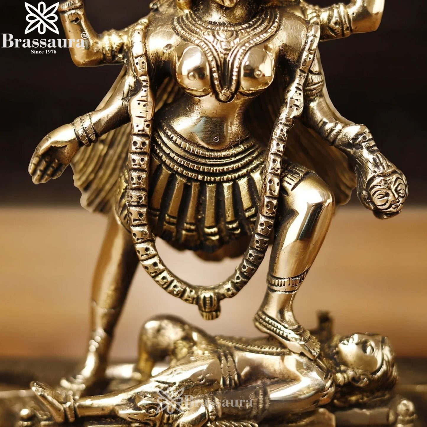 Brassaura™ Brass Kali Maa Murti – Height 9 Inches & Weight 2.27 Kgs | Spiritual Hindu Idol