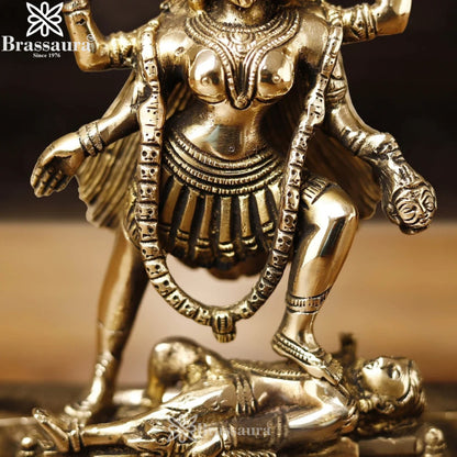 Brassaura™ Brass Kali Maa Murti – Height 9 Inches & Weight 2.27 Kgs | Spiritual Hindu Idol
