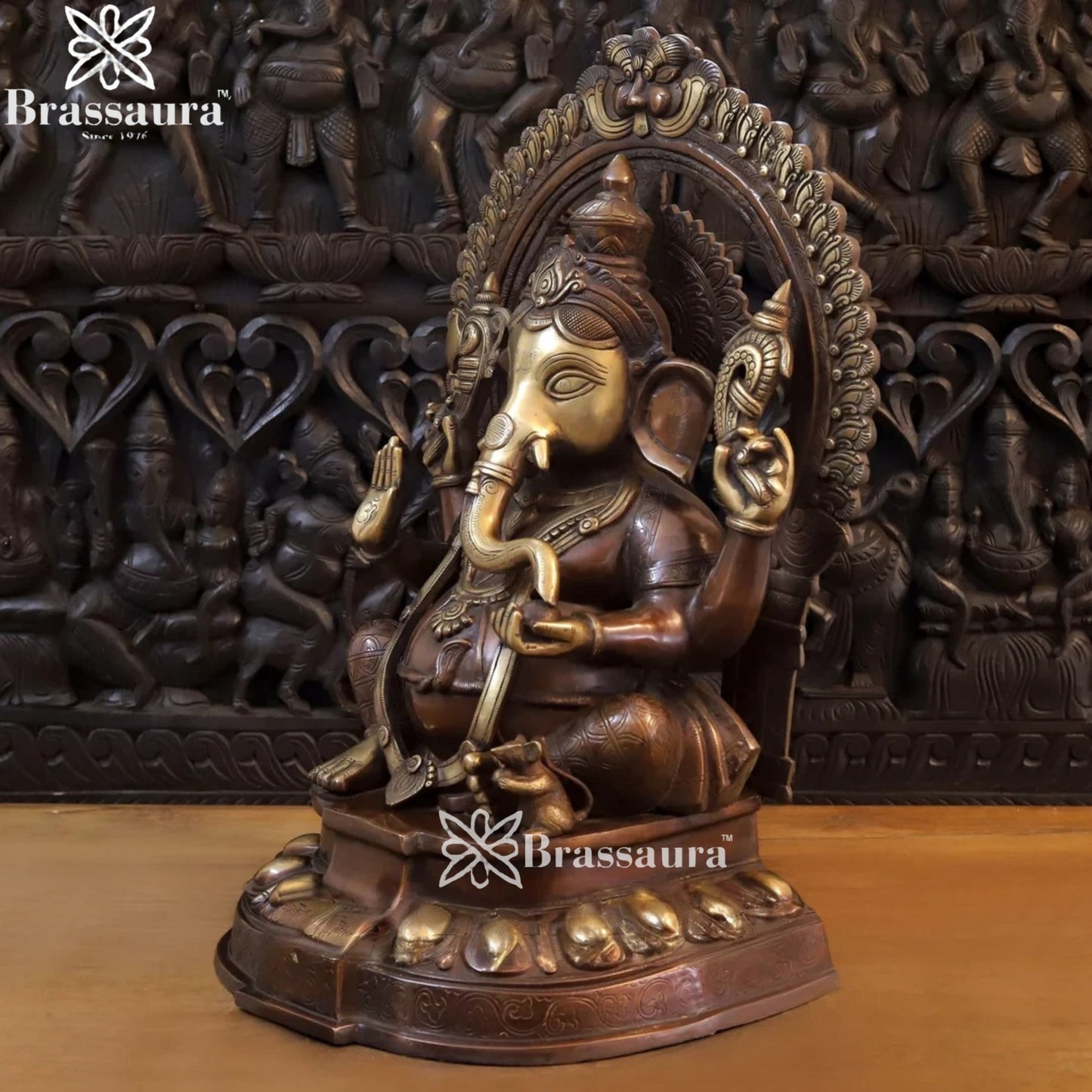 Brass Ring Ganesha Weight 35.5 Kg & Height 28 Inch