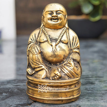 Brass Laughing Buddha Weight 2.8 kg & Height 7 Inch