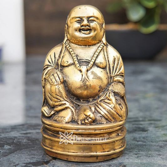 Brass Laughing Buddha Weight 2.8 kg & Height 7 Inch