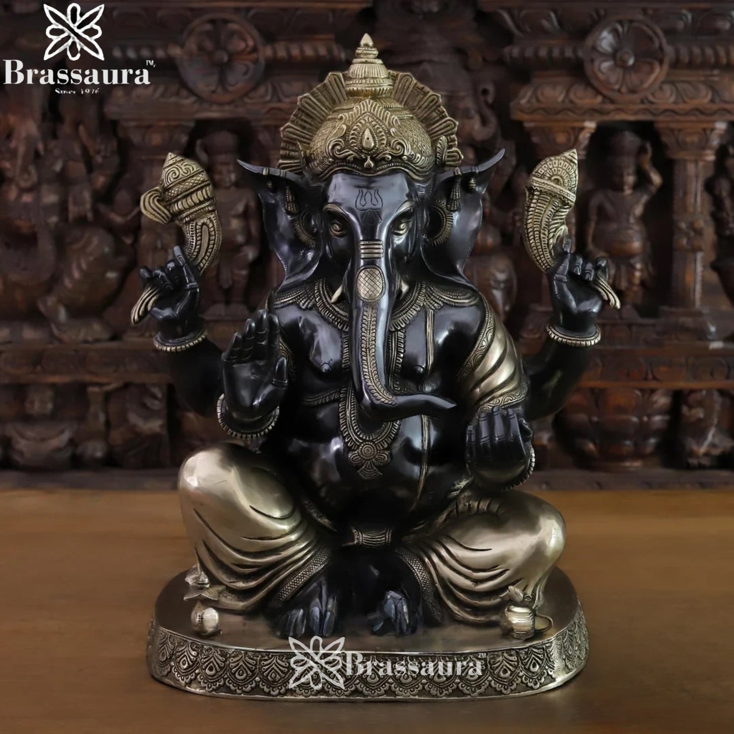 Brass Ganesha Statue Weight 24.42 Kg And Height 21 Inch