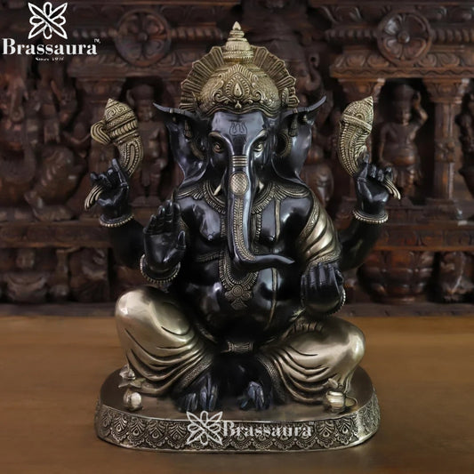 Brass Ganesha Statue Weight 24.42 Kg And Height 21 Inch