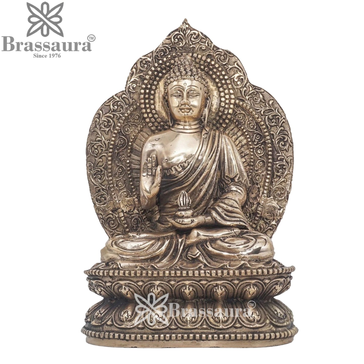 Brass Blessing Buddha Weight 4.7 kg & Height 10.5 Inch