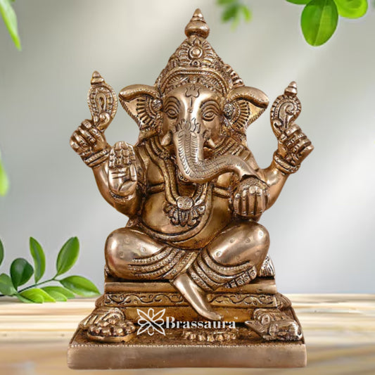 Brass Ganesha Statue Weight 4 Kg & Height 8 Inch