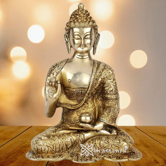 Brass Blessing Artistic Buddha Weight 3.5 kg & Height 10 Inch