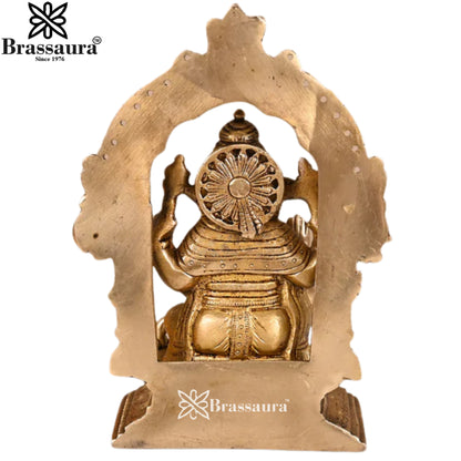 Brass Ring Ganesha Statue Weight 1.53 Kg & Height 7 Inch