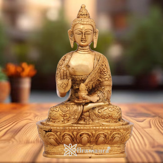 Brass Blessing Royal Golden Buddha Weight 1 kg & Height 7 Inch
