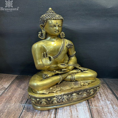 Brass Blessing Buddha Weight 16.2 kg & Height 19 Inch