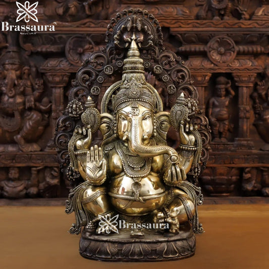 Brass Ganesha Weight 28.78 Kg & Height 23.5 Inch