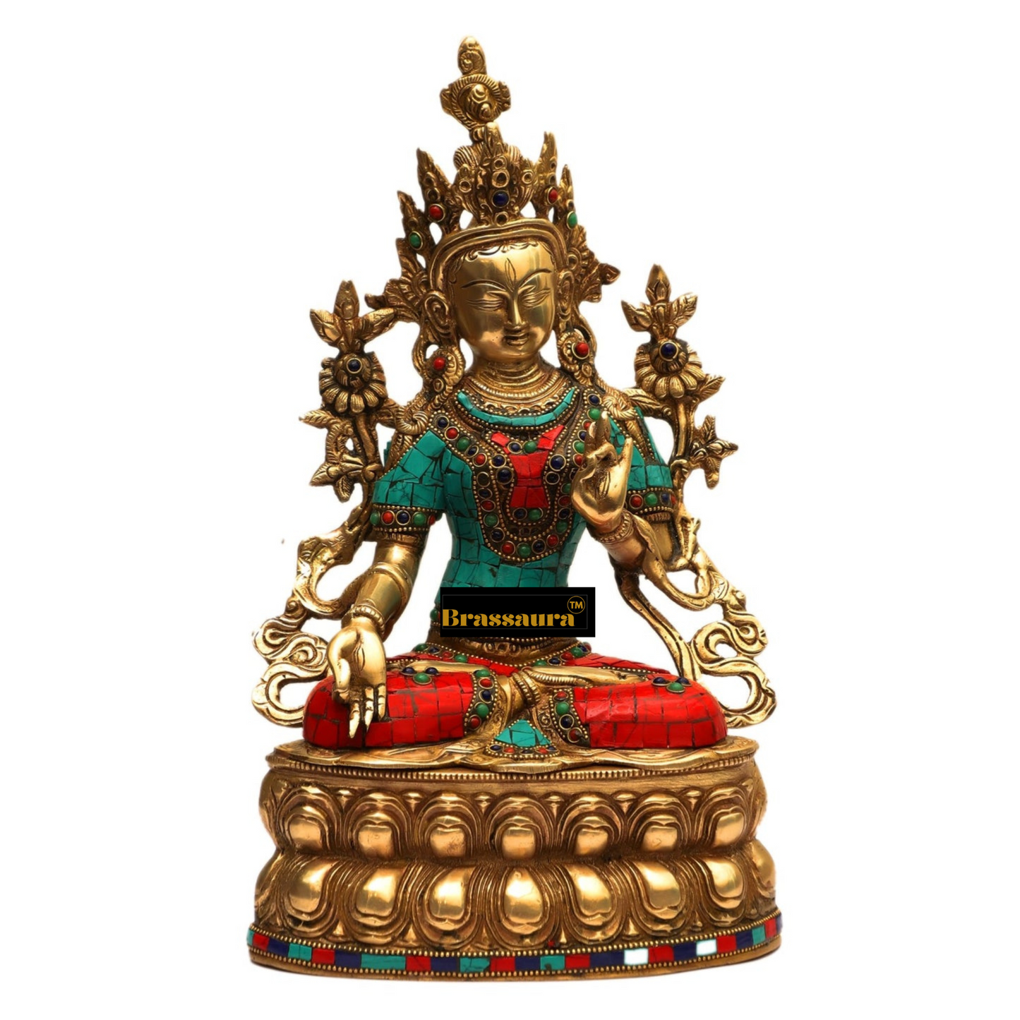 Brassaura™ Pure Brass White Tara Statue – Height 14 Inches | Weight 7.5 Kgs | Spiritual Decor