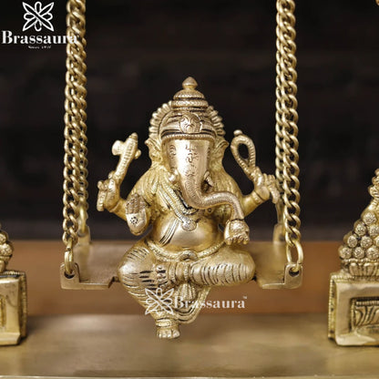 Brass Golden Ganesha Jhula Weight 5.4 Kg & Height 15.5 Inch
