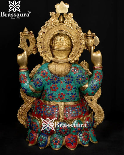 Brass Jewellery Gem Stone Work Ganesha Statue Weight 22 Kg And Height 21 Inch