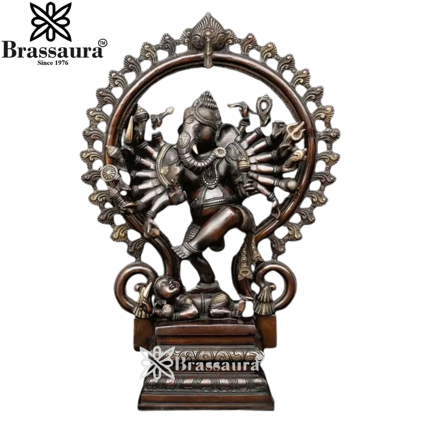 Brass Dancing Ganesha Statue Weight 20.53 Kg And Height 25.2 Inch