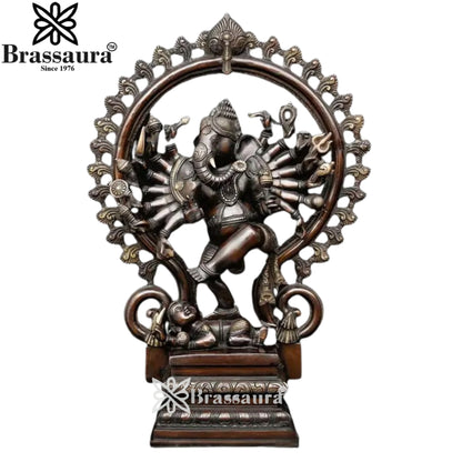 Brass Dancing Ganesha Statue Weight 20.53 Kg And Height 25.2 Inch