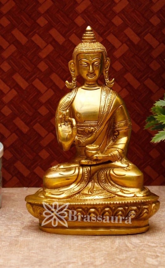 Brass Blessing Buddha Weight 0.95 kg & Height 6.25 Inch
