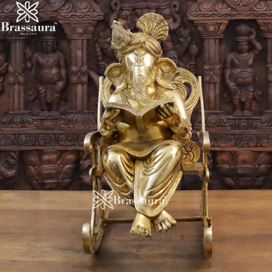 Brass Ganesha With Chair Weight 24.3 Kg & Height 23 Inch