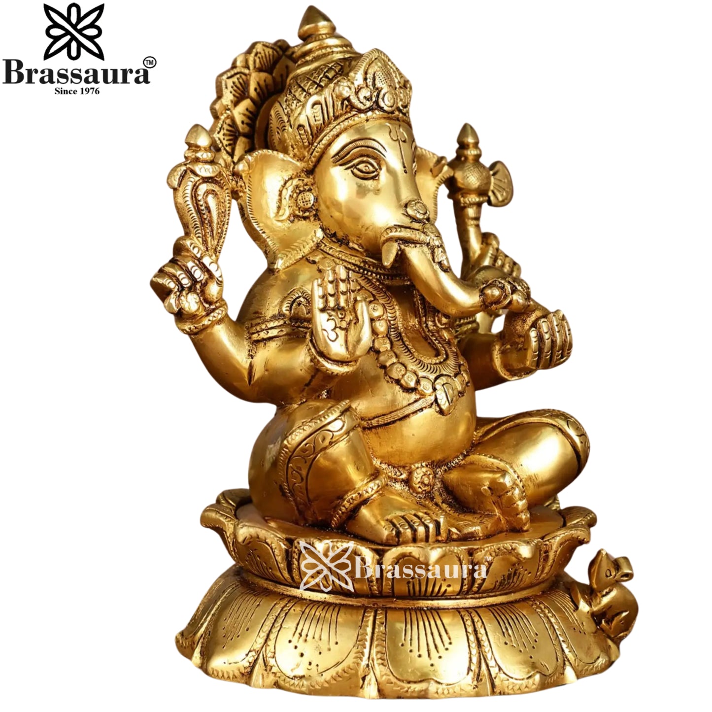 Brass Super fine Ganesha Statue Weight 6 Kg & Height 9.5 Inch